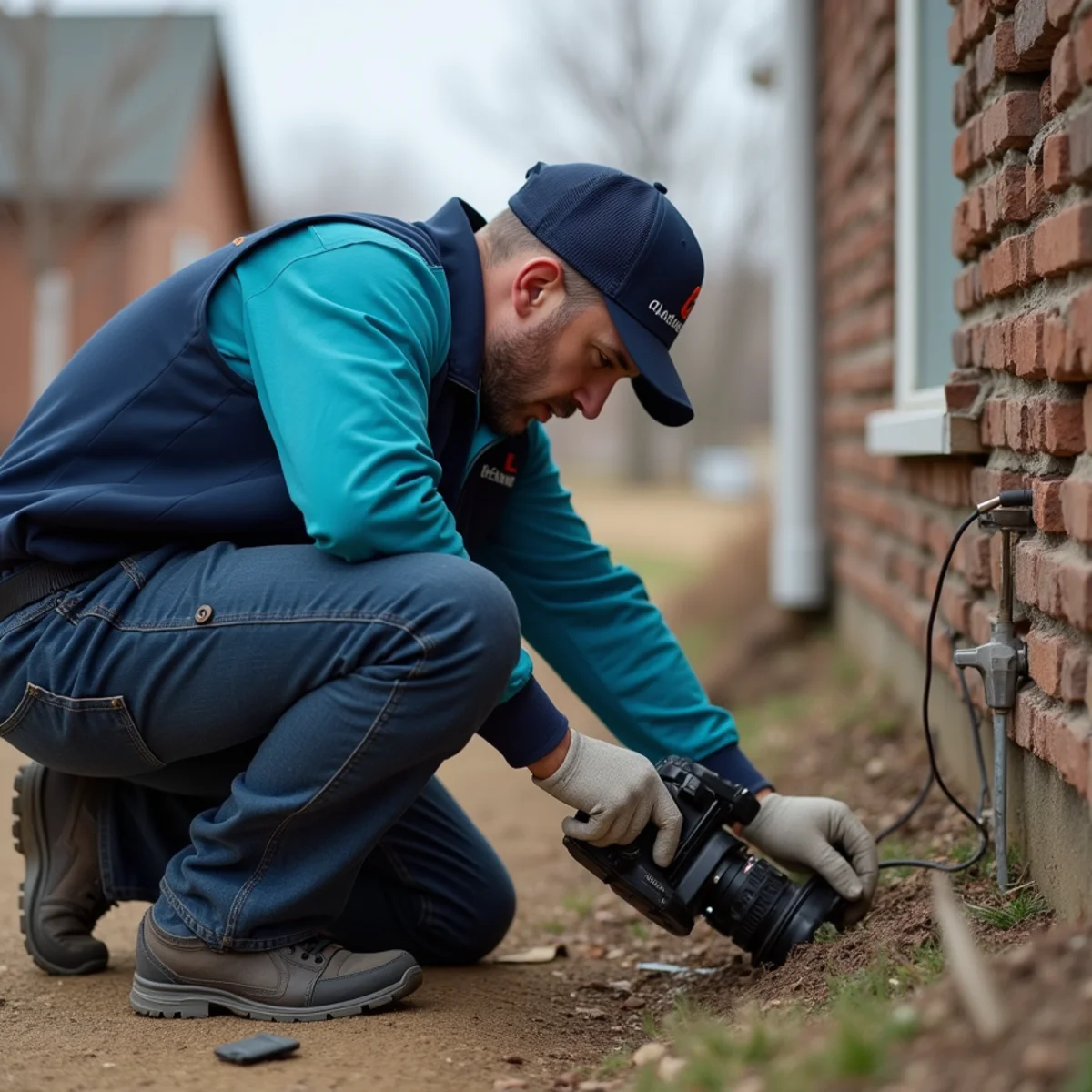 Plumber diagnosing a failing main sewer line at a Parker, CO home
