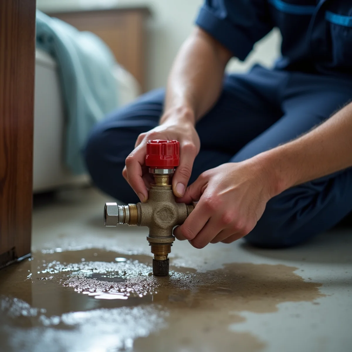 Emergency plumber responding to a water leak in a Parker, CO home