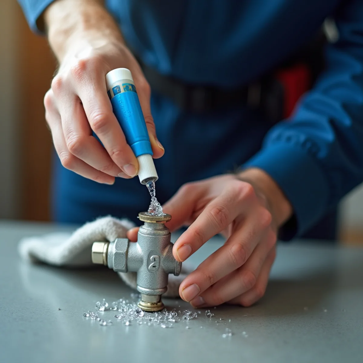 Licensed plumber pressure-testing a gas line in a Parker, CO home