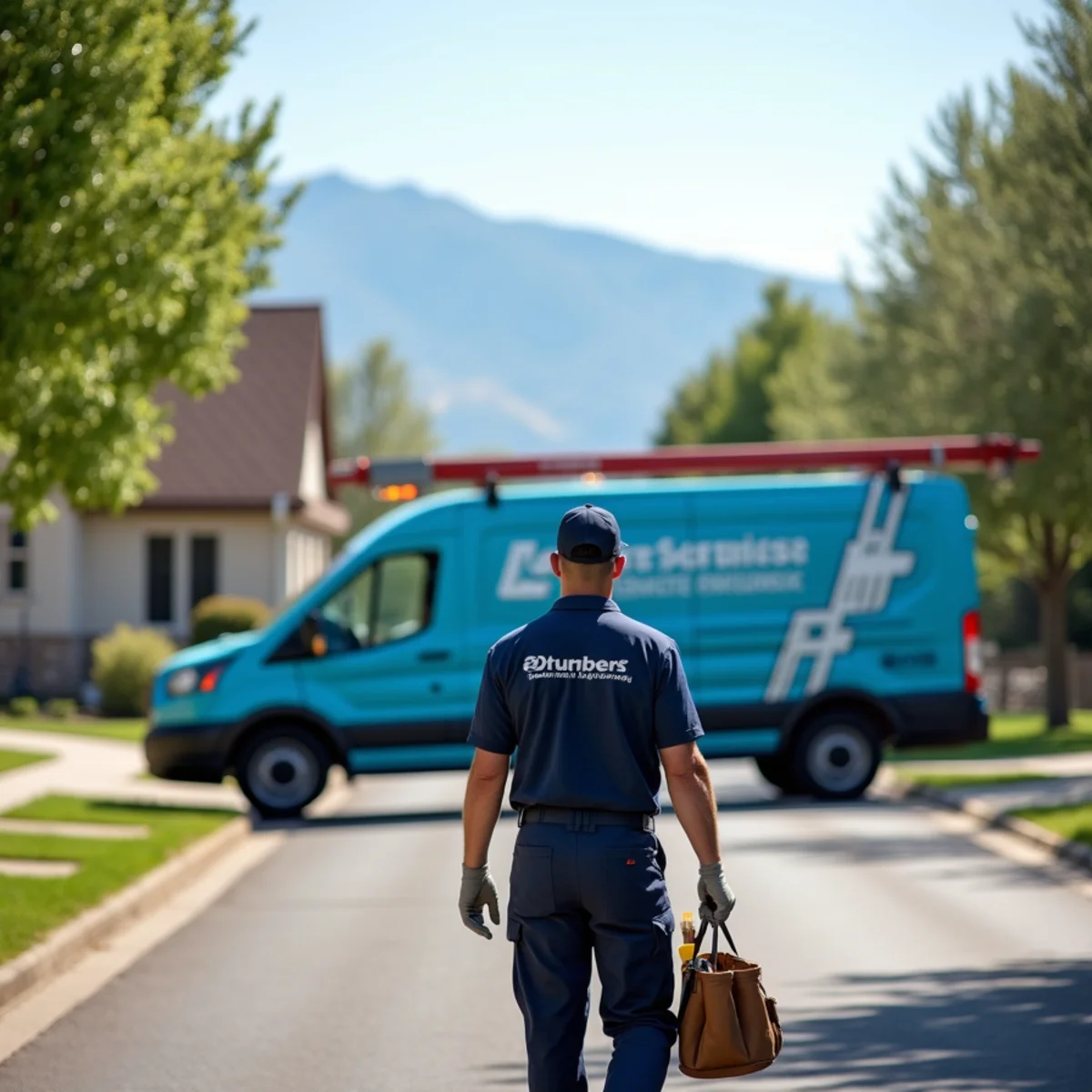 Plumbing service van serving Parker and Douglas County, Colorado